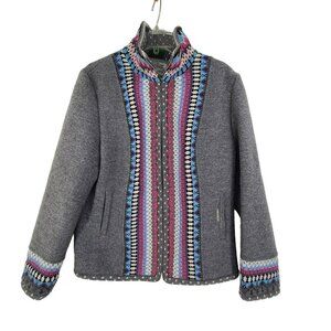 Geiger Collection Women's Long Sleeve Zip Up Jacket Gray Size 42